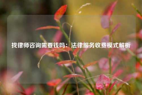 找律师咨询需要钱吗:法律服务收费模式解析