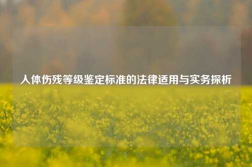 人体伤残等级鉴定标准的法律适用与实务探析