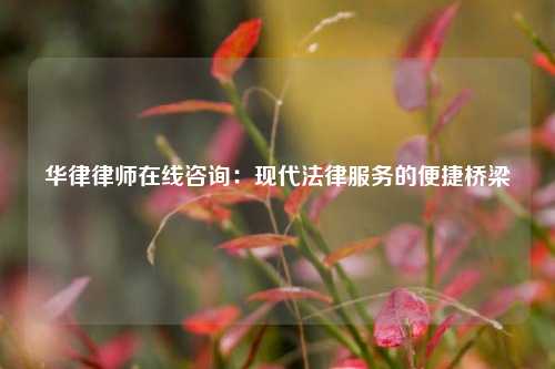 华律律师在线咨询:现代法律服务的便捷桥梁