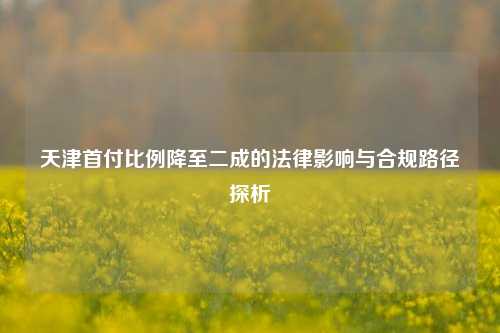 天津首付比例降至二成的法律影响与合规路径探析